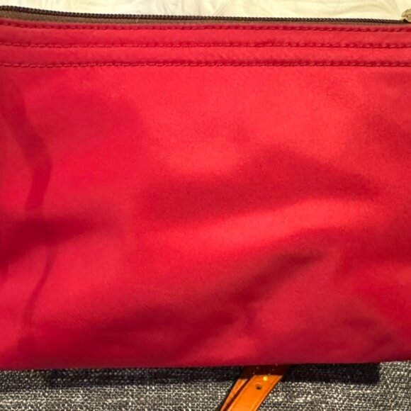 Dooney & Bourke Red Nylon Leather Suede Trim Duck Logo Small Crossbody Bag - Picture 5 of 13